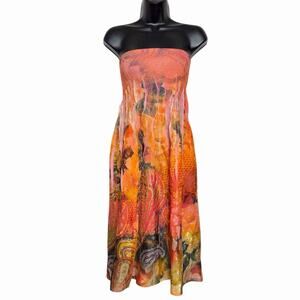 ANTHROPOLOGIE LAPIS STRAPLESS MIDI DRESS SKIRT FAIRY BOHO FESTIVAL Y2K STYLE M